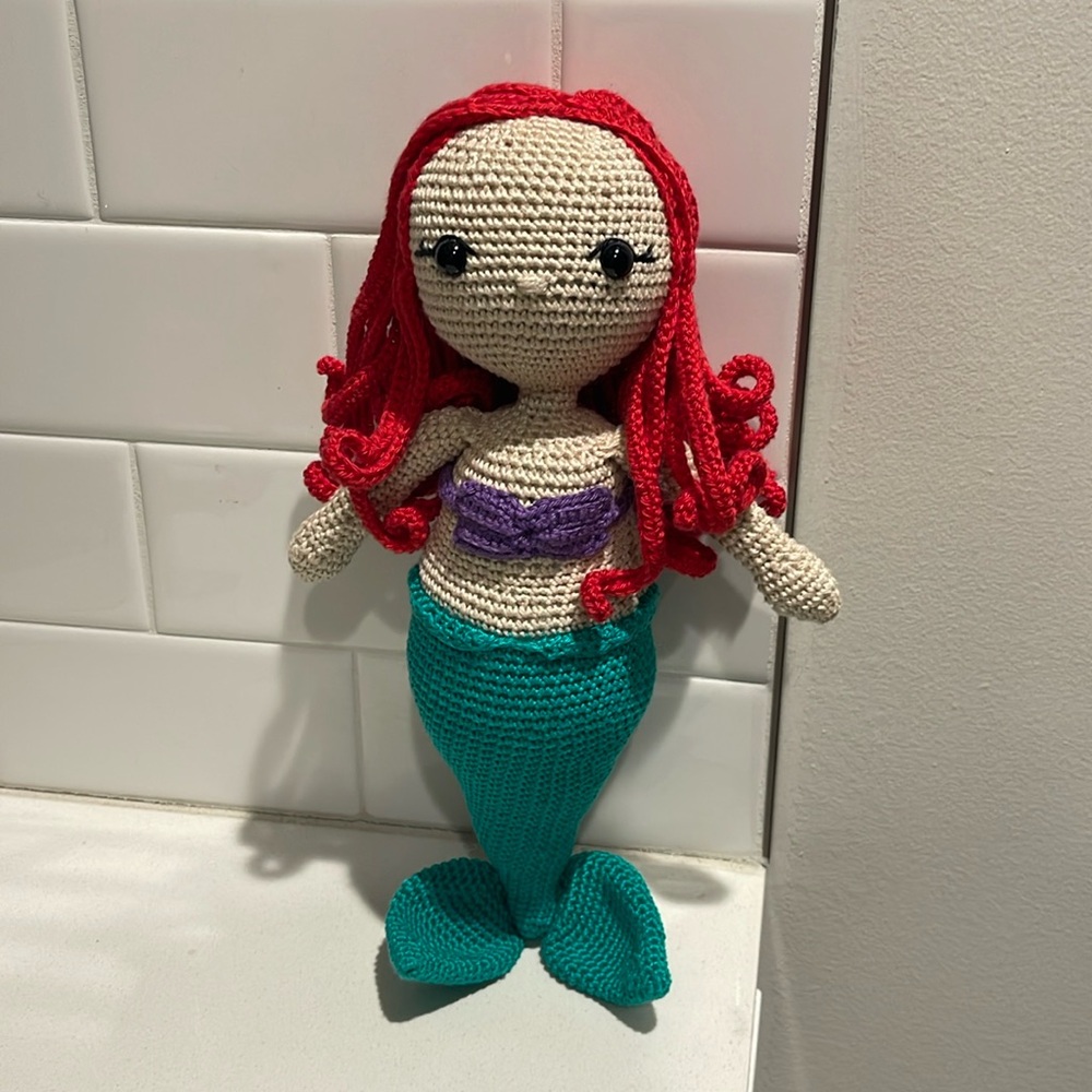 Handcrafted Ariel Little Mermaid Doll Crochet Decor Toy Disney Sea Ocean